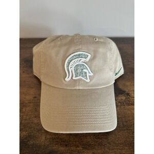 Michigan State Spartans Football Hat Cap Adjustable Beige Nike Adult Mens